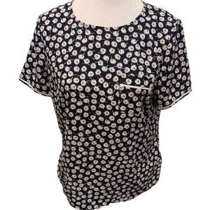 Brooks Brothers Daisy Pocket‎ Blouse Women's Sz 10 Short Sleeve Blouse